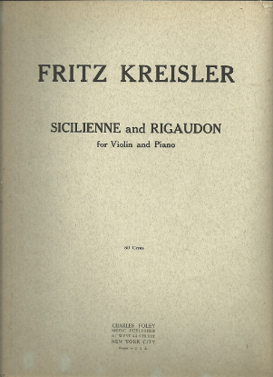 Picture of Sicilienne and Rigaudon in the style of Francoeur, Fritz Kreisler