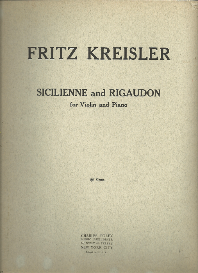 Picture of Sicilienne and Rigaudon in the style of Francoeur, Fritz Kreisler
