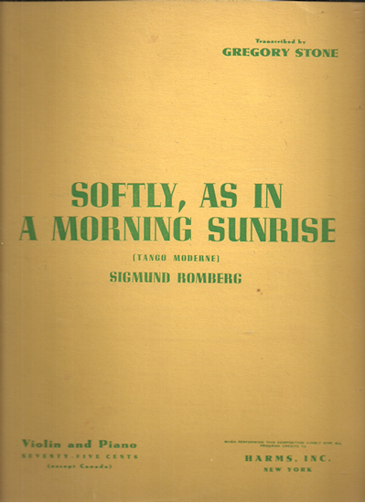 Picture of Softly as in a Morning Sunrise (Tango), Sigmund Romberg, transcr. Gregory Stone, violin solo