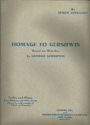 Picture of Homage to Gershwin, arr. Efrem Zimbalist, violin/ piano solo