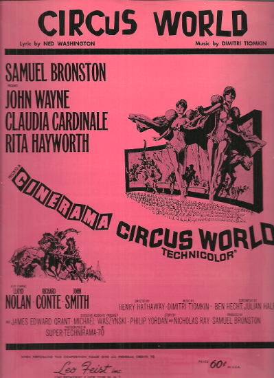 Picture of Circus World, movie title-song, Ned Washington & Dimitri Tiomkin