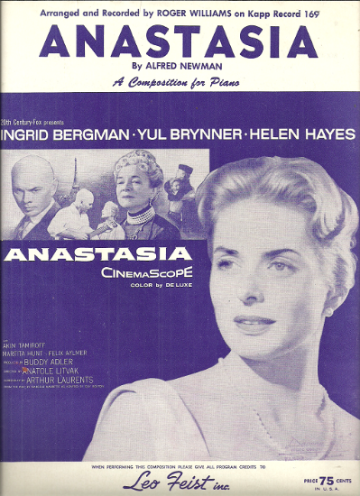 Picture of Anastasia, movie title song, Alfred Newman, arr. Roger Williams 
