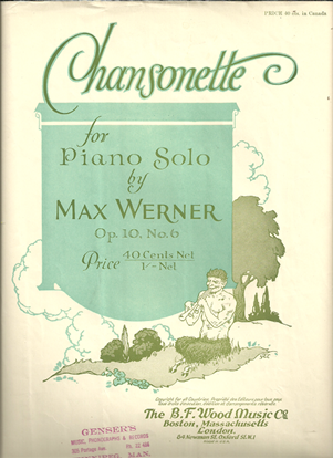 Picture of Chansonette, Max Werner Opus 10 No. 6, piano solo 