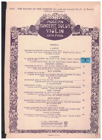Picture of The Round of the Goblins (La Ronde des Lutins Op. 25), Antonio Bazzini, violin solo 