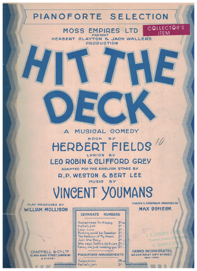 Picture of Hit the Deck, Vincent Youmans, arr. H. M. Higgs, piano solo selections
