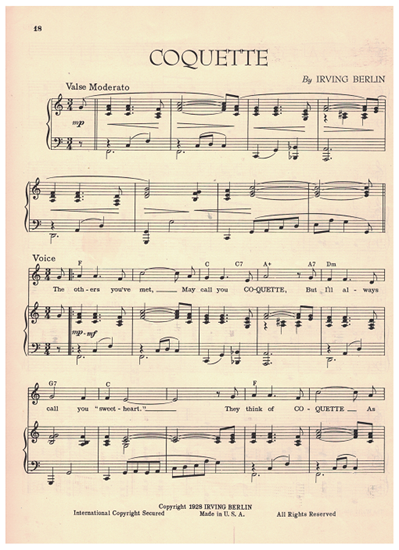 Picture of Coquette, Irving Berlin, sheet music