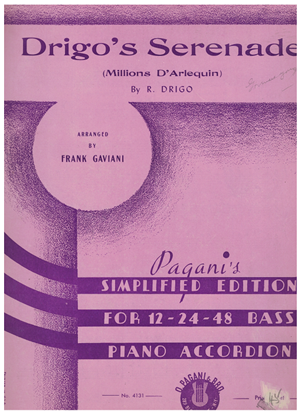 Picture of Drigo's Serenade, R. Drigo, arr. Frank Gaviani, accordion solo