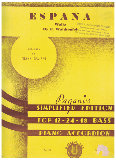 Picture of Espana, E. Waldteufel, arr. Frank Gaviani, accordion solo