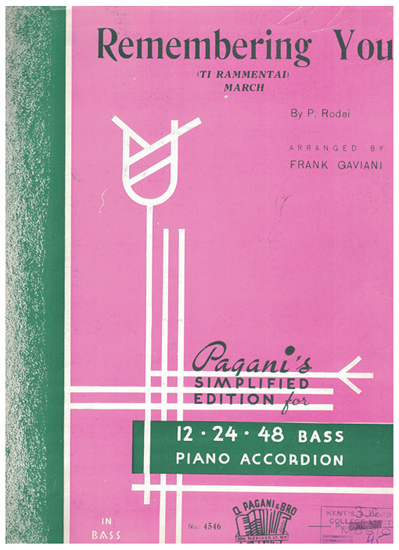 Picture of Remembering You (Ti Rammentai), P. Rodei, arr. Frank Gaviani for accordion solo