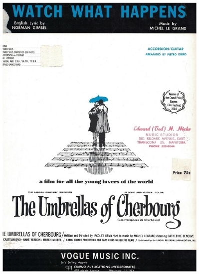 Picture of Watch What Happens, from movie "The Umbrellas of Cherbourg", Norman Gimbel & Michel Legrand, arr. Pietro Deiro 