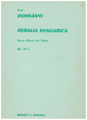 Picture of Ruralia Hungarica Op 32/A, Seven Pieces for Piano, Erno Dohnanyi, piano solo 