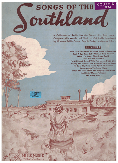 Picture of Songs of the Southland, songs from "Dixie" as sung by Al Jolson, Eddie Cantor, Sophie Tucker & others