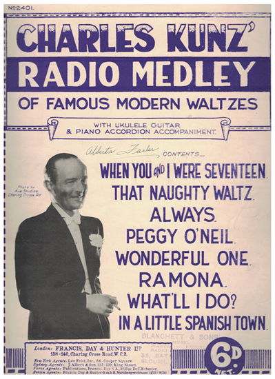 Picture of Charlie Kunz Radio Medley of Famous Modern Waltzes, piano solo 