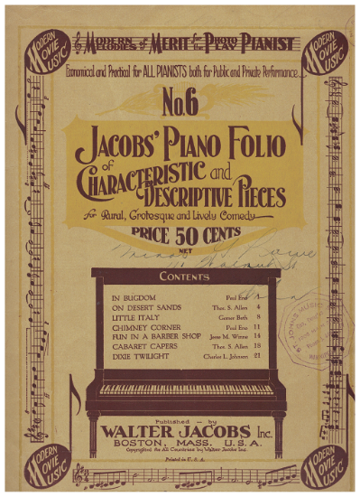 Picture of Modern Melodies of Merit for the Photo Play Pianist, Jacobs Piano Folio of Characteristic & Descriptive Pieces No. 6