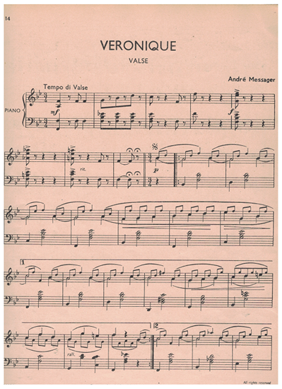 Picture of Veronique, Andre Messager, arr. for piano solo by Chris S. Langdon