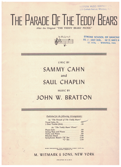 Picture of The Parade of the Teddy Bears, Sammy Cahn / Saul Chaplin / John. W. Bratton