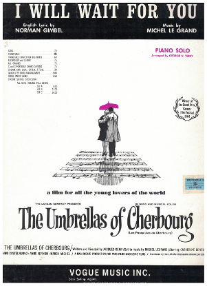 Picture of I Will Wait for You, from movie "The Umbrellas of Cherbourg", Norman Gimbel & Michel Legrand, arr. George N. Terry , piano solo