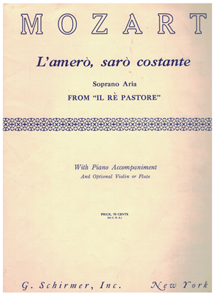 Picture of L' amero saro costante, from "Il Re Pastore", W. Mozart, coloratura vocal solo
