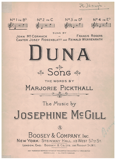 Picture of Duna, Marjorie Pickthall & Josephine McGill, low voice solo