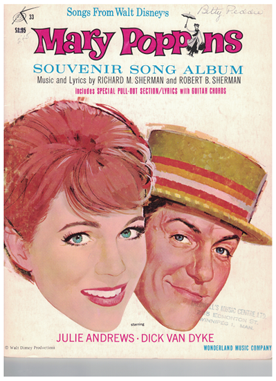 Picture of Mary Poppins, from the Walt Disney movie, Richard & Robert Sherman, piano/vocal selections
