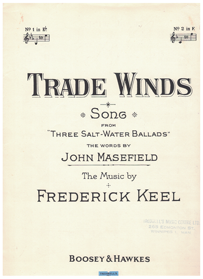 Picture of Trade Winds from "Three Salt-Water Ballads", John Masefield & Frederick Keel, low voice solo