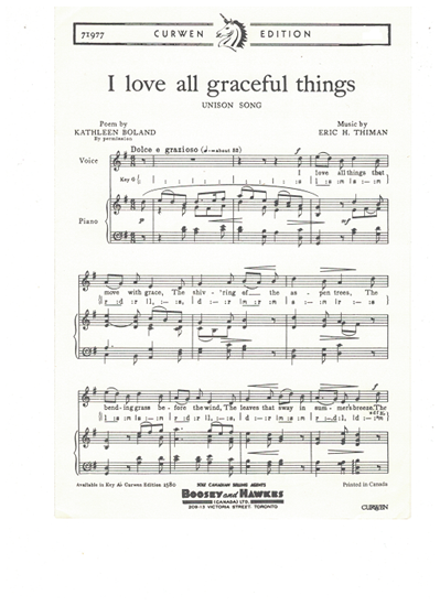 Picture of I Love All Graceful Things, Eric H. Thiman, unison song