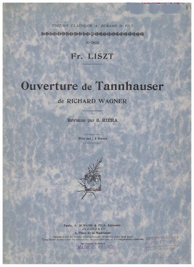 Picture of Tannhauser Overture, Richard Wagner, transcr. F. Liszt