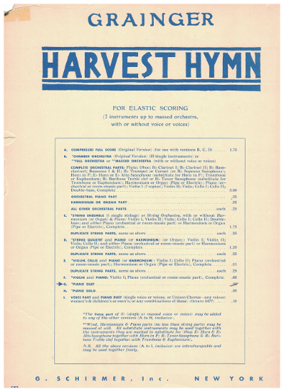 Picture of Harvest Hymn, Percy Grainger