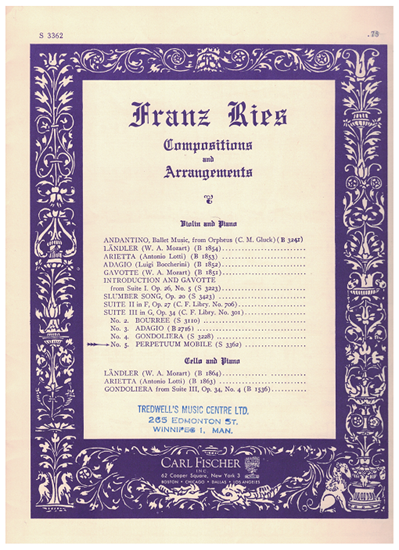 Picture of Perpetuum Mobile Opus 34 No. 5, Franz Ries, violin solo 