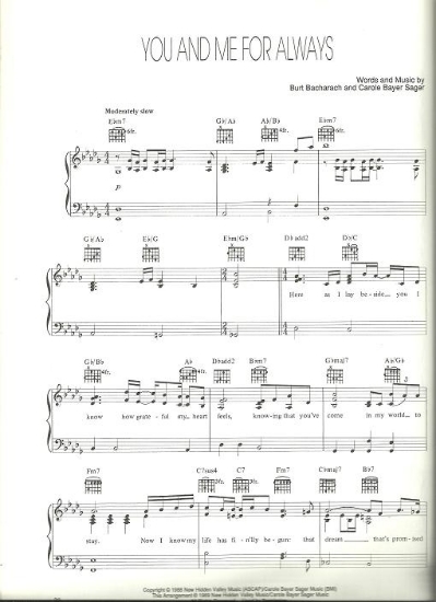 Picture of You and Me for Always, Burt Bacharach & Carol Bayer Sager, sung by Barbra Streisand, pdf copy