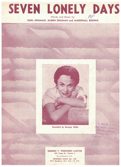Picture of Seven Lonely Days, Marshall Brown/ Alden & Earl Shuman, recorded by Georgia Gibbs