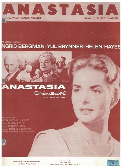 Picture of Anastasia, movie title song, Paul Francis Webster & Alfred Newman