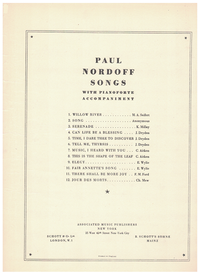 Picture of There Shall Be More Joy, Paul Nordoff, lyrics Ford Madox Ford, vocal solo