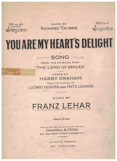 Picture of You Are My Heart's Delight, Franz Lehar, low voice solo