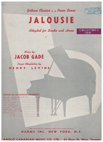 Picture of Jalousie, Jacob Gade, arr. Henry Levine, Gotham Classics Piano Solo