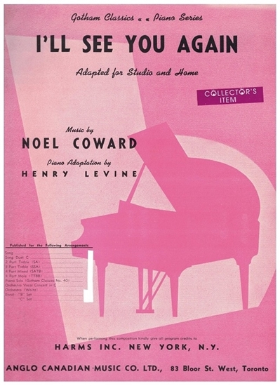 Picture of I'll See You Again, Noel Coward, arr. Henry Levine, Gotham Classics Piano Solo