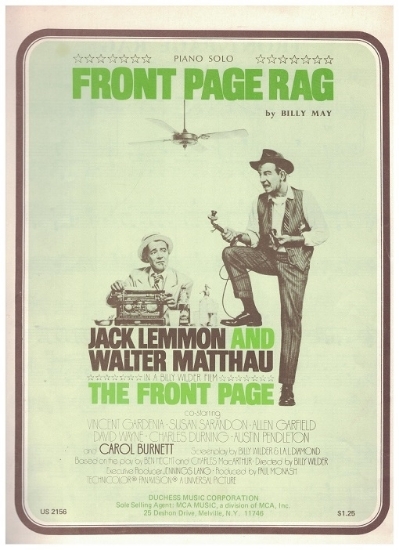Picture of Front Page Rag, theme from movie "The Front Page", Billy May