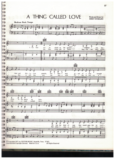 Picture of A Thing Called Love, Jerry Hubbard, recorded by both Johnny Cash & Elvis Presley, pdf copy