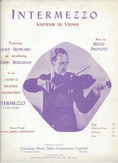 Picture of Intermezzo (Souvenir De Vienne), movie title song, Heinz Provost, piano solo 
