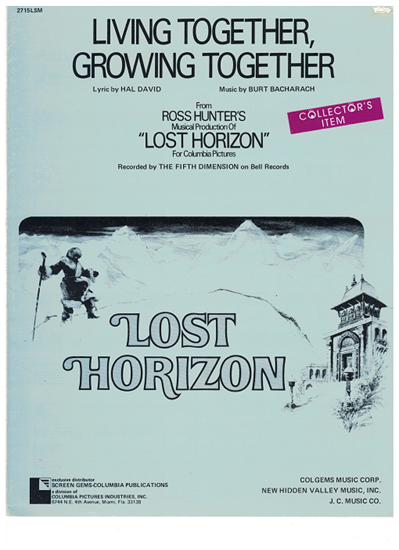 Picture of Living Together Growing Together, from movie "Lost Horizon", Hal David & Burt Bacharach