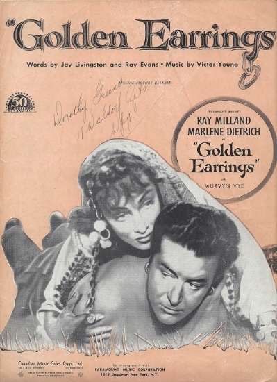 Picture of Golden Earrings, movie title song, Jay Livingston, Ray Evans