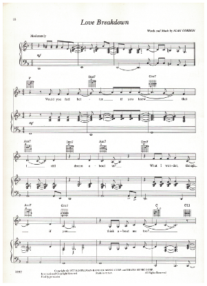 Picture of Love Breakdown, Alan Gordon, recorded by Barbra Streisand, pdf copy 