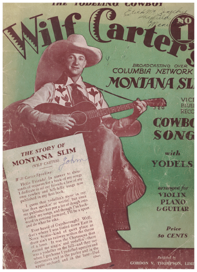 Picture of Wilf Carter's No. 1 Song Folio, The Yodelling (Yodeling) Cowboy Montana Slim
