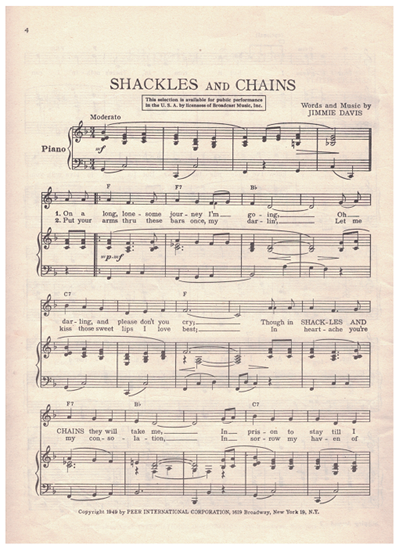 Picture of Shackles and Chains, written & recorded by Jimmy Davis