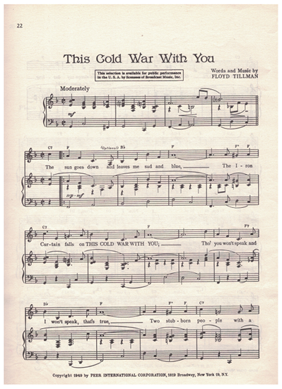 Picture of This Cold War With You, written & recorded by Floyd Tillman
