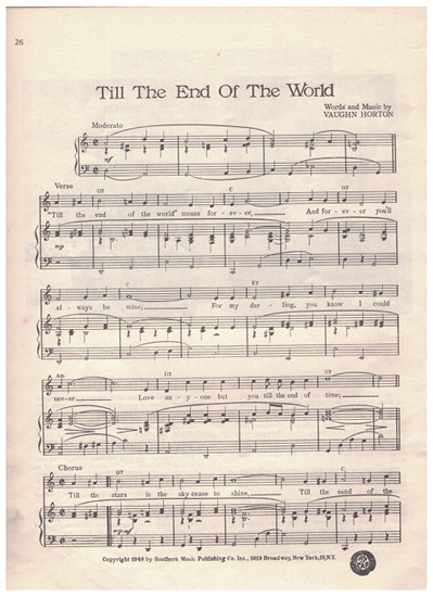 Picture of Till the End of the World, Vaughn Horton, recorded by Ernest Tubb