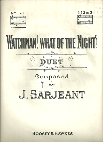 Picture of Watchman What of the Night, J. Sarjeant, vocal duet