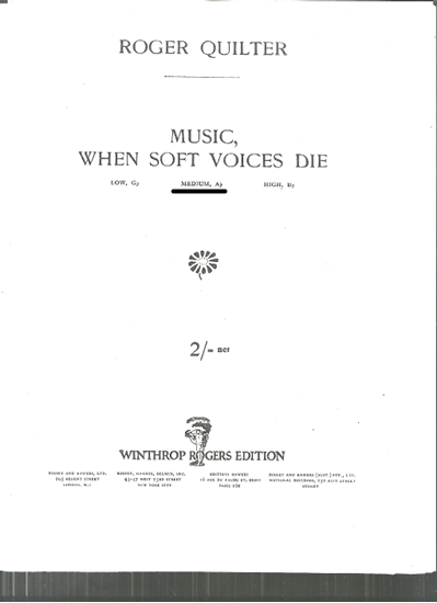 Picture of Music When Soft Voices Die, Roger Quilter, medium voice 