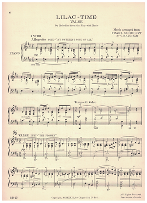 Picture of Lilac-Time Valse, Franz Schubert, arr. G. H. Clutsam, piano solo