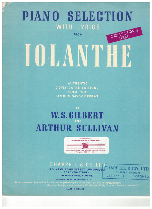 Picture of Iolanthe, Gilbert and Sullivan, arr. Albert Marland, piano selections